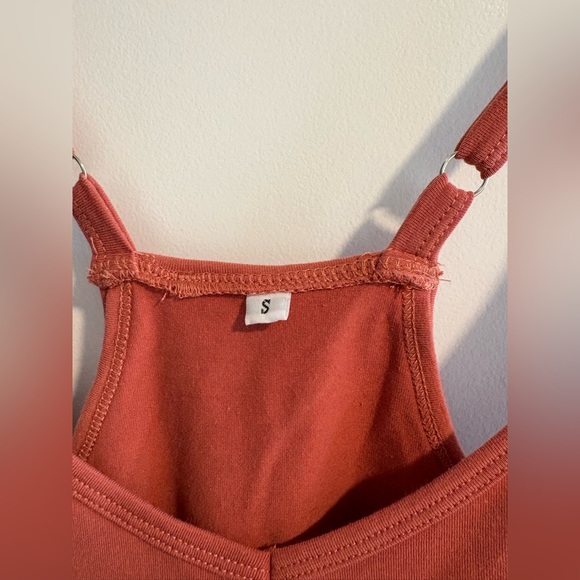 Rust Orange Sleeveless Romper with Pockets - Picture 3 of 5